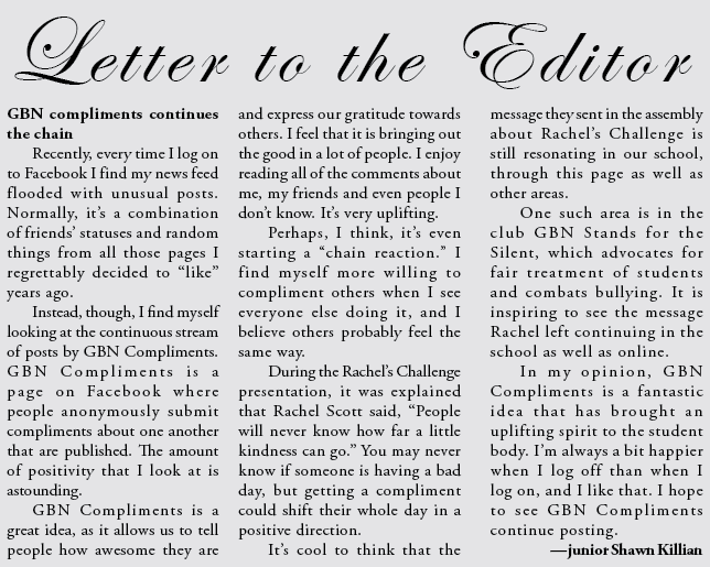 Letter to the editor: GBN compliments continues the chain