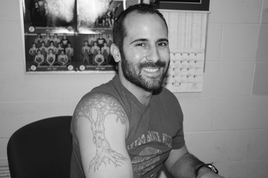 Physical Education instructor Ryan Dul displays a tattoo of a tree with his family members’ initials. This was his second tattoo, which he said he got after his family helped him through a bad breakup. Photo Illustration by Jessica Lee.