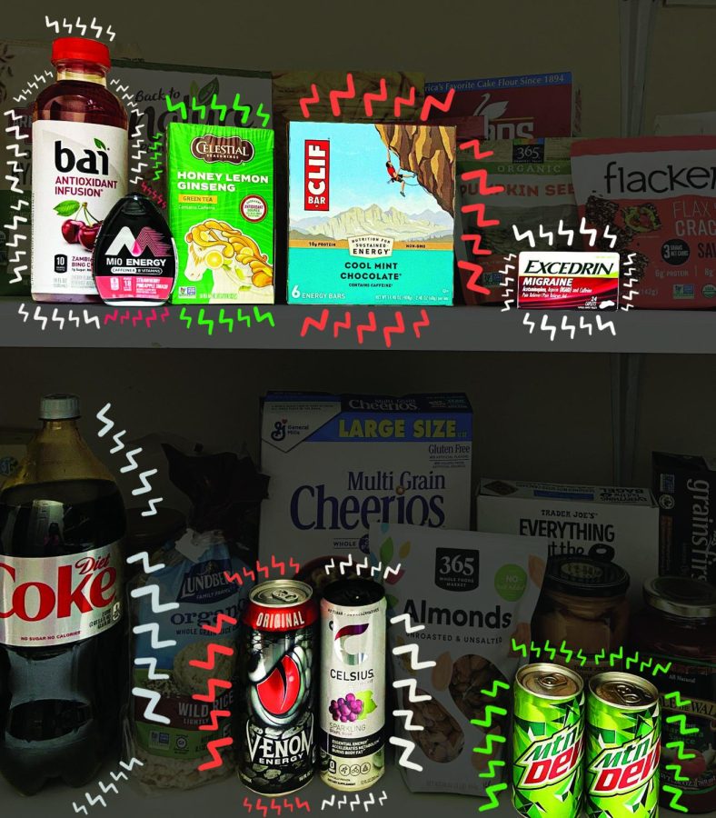 Many foods and beverages, such as those emphasized in this photo, contain hidden caffeine. Consistently consuming caffeine over the recommended limit can lead to overstimulation and insomnia.
