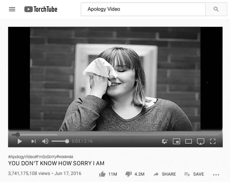 In a TorchTube video, Ellie wipes off all her makeup to convey the importance of presenting the most sincere version of oneself. 
