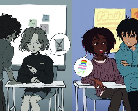 Students need to be more gender inclusive and put an end to gender discrimination and vandalism. Sharing pronouns and respecting name and gender changes brings awareness to gender inclusivity and challenges hate. 
Graphic by Alyssa Sanchez 