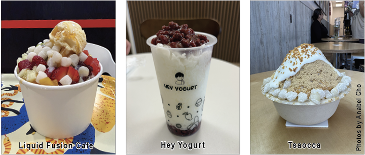 Biting into bingsu