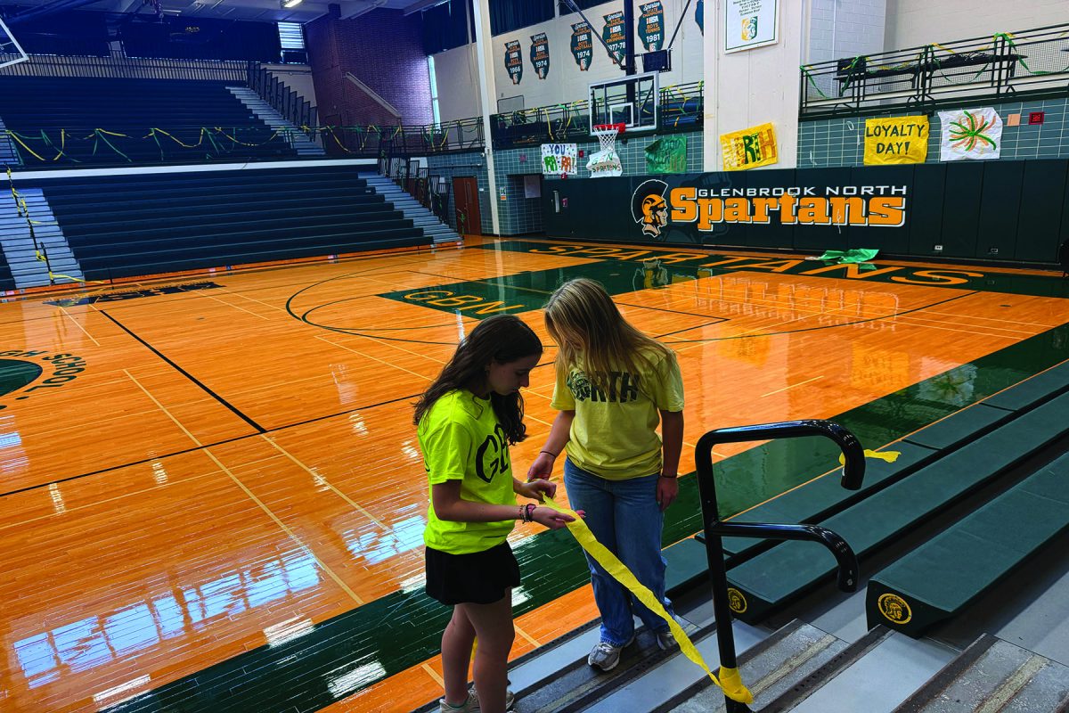 Torch editors Linda Podbielski (left) and Erica Rader reminisce on the 2026-2027 S.A. Board election in April. Podbielski and Rader lost the election but continue to demonstrate leadership without the title.