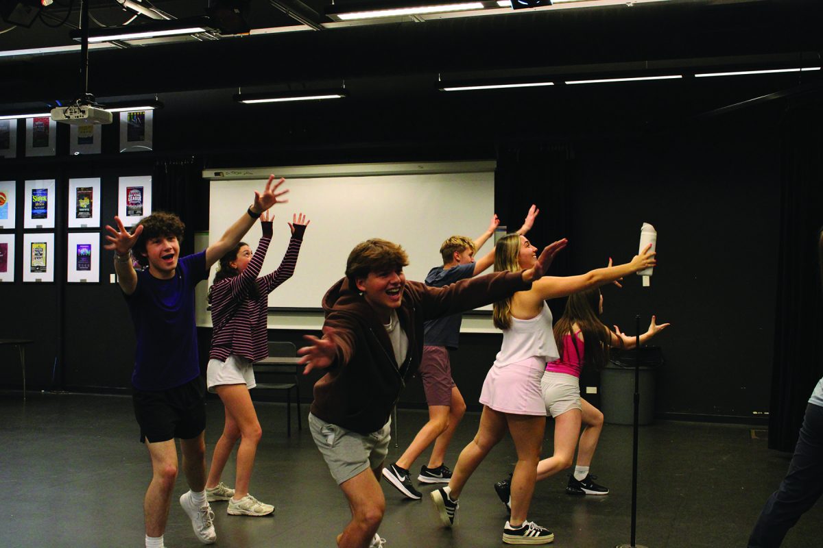 Cast members rehearse the opening number for the fall musical, “The 25th Annual Putnam County Spelling Bee.” The musical is scheduled to run on Oct. 1, 2 and 3 at 7 p.m. along with a performance at 2 p.m. on Oct. 3.