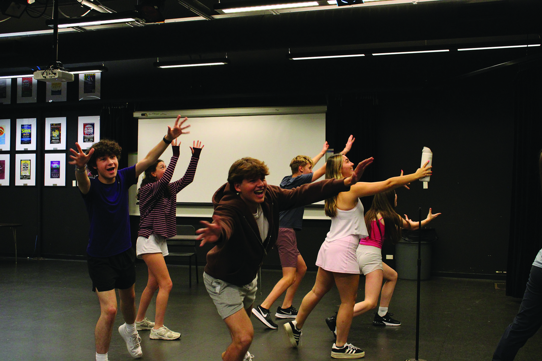 Cast members rehearse the opening number for the fall musical, “The 25th Annual Putnam County Spelling Bee.” The musical is scheduled to run on Oct. 1, 2 and 3 at 7 p.m. along with a performance at 2 p.m. on Oct. 3.